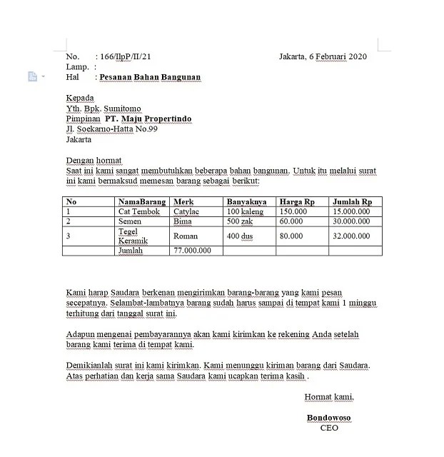 Contoh Surat Penawaran Barang Elektronik yang Baik dan Benar